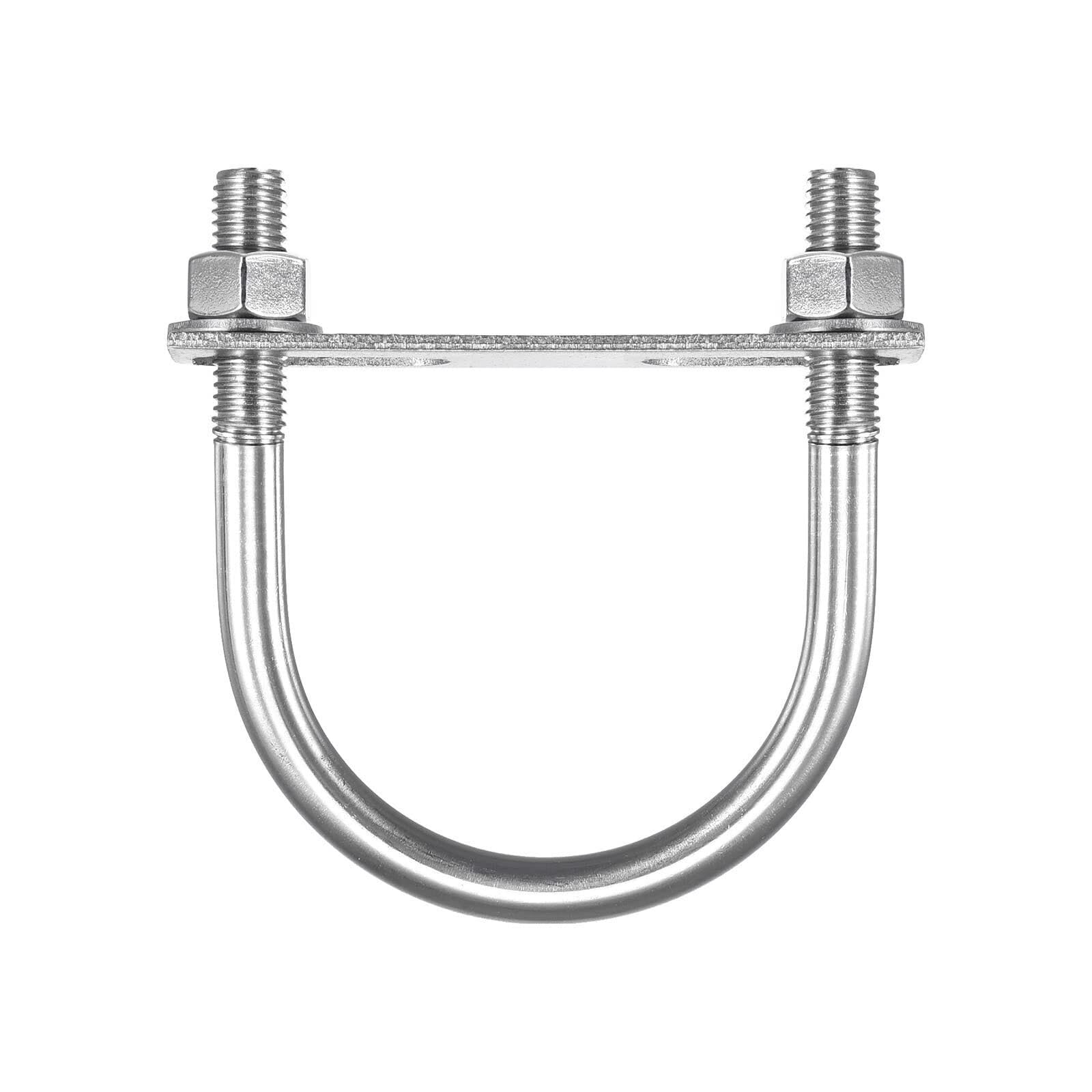 TOP-VIGOR 3 sets M12 Round U-Bolts, 76mm Inner Width 114mm Length 304 Stainless Steel U-Bolts with Nut, Plate for Building Installations Mechanical Parts Connection Cehicles Ships