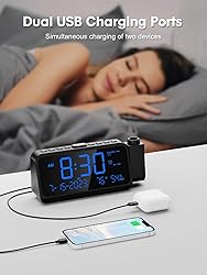 ROCAM Projection Alarm Clock for Bedroom, Digital
