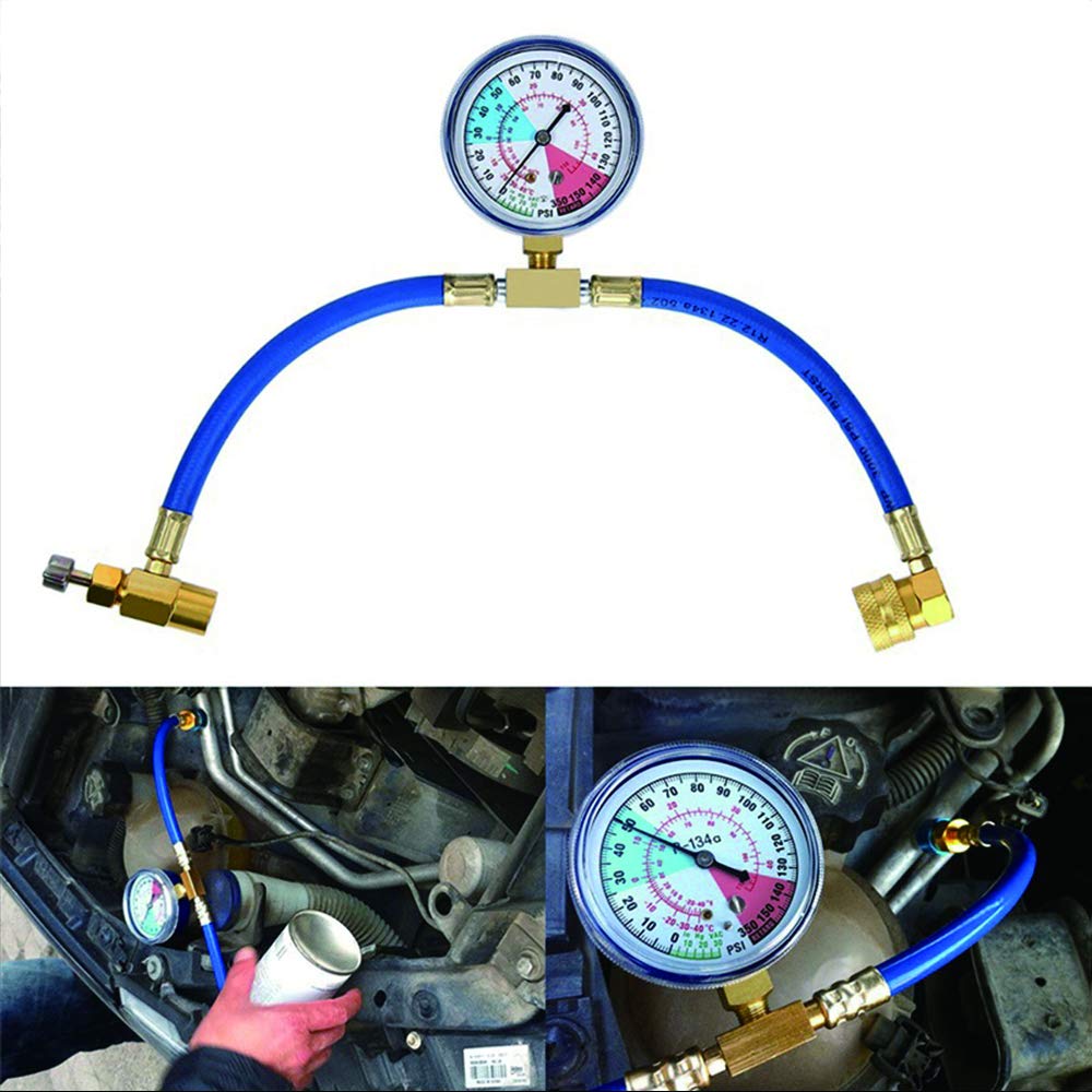 Maso Auto H841967,MASO Car Conditioning Refrigerant Recharge Measuring Hose Kit R134A A/C Charging Adapter with Gauge