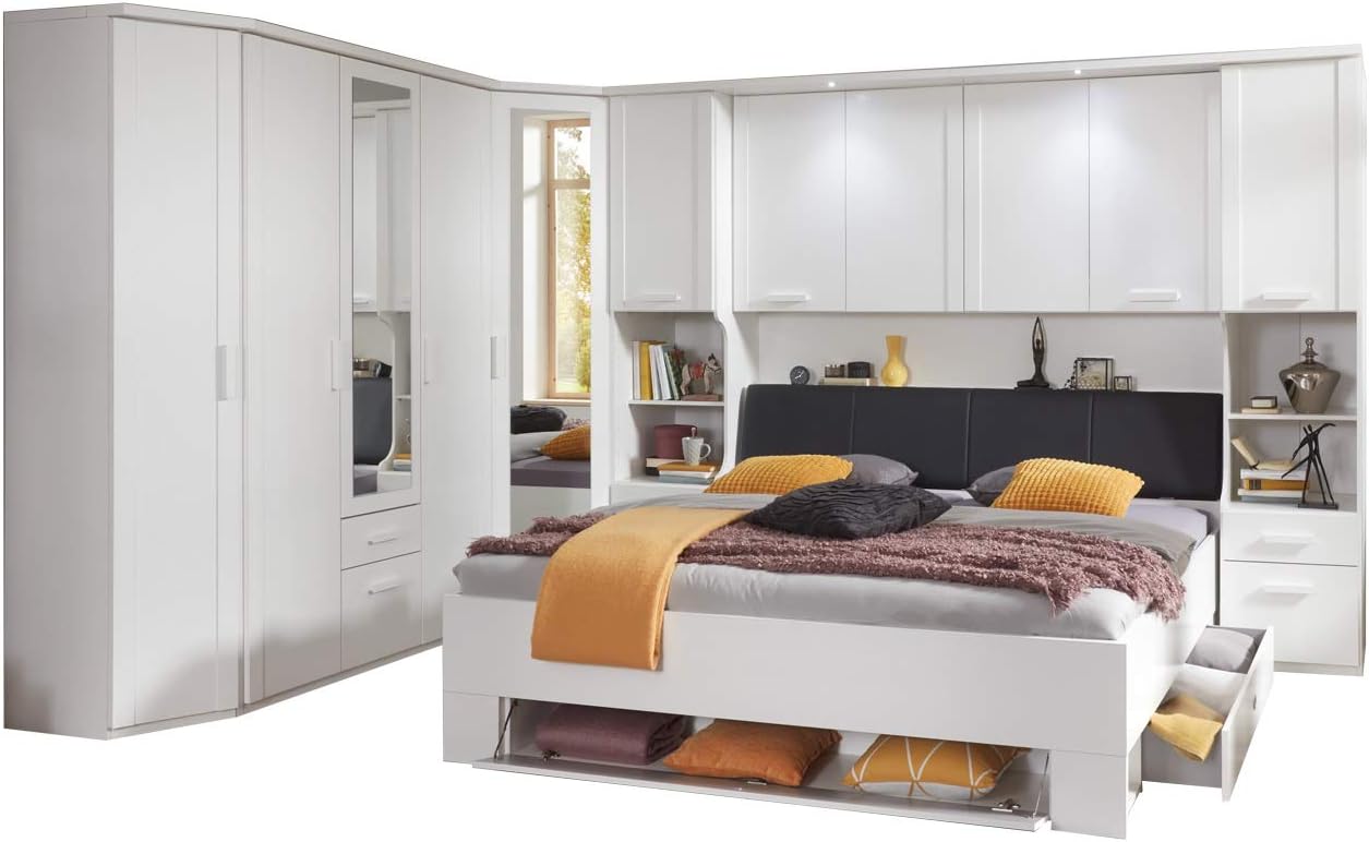 Lifestyle4living Schlafzimmer Komplett Set In Weiss 5 Teilig Komplettset Mit Kleiderschrank Bettbrucke Und Bett Amazon De Kuche Haushalt