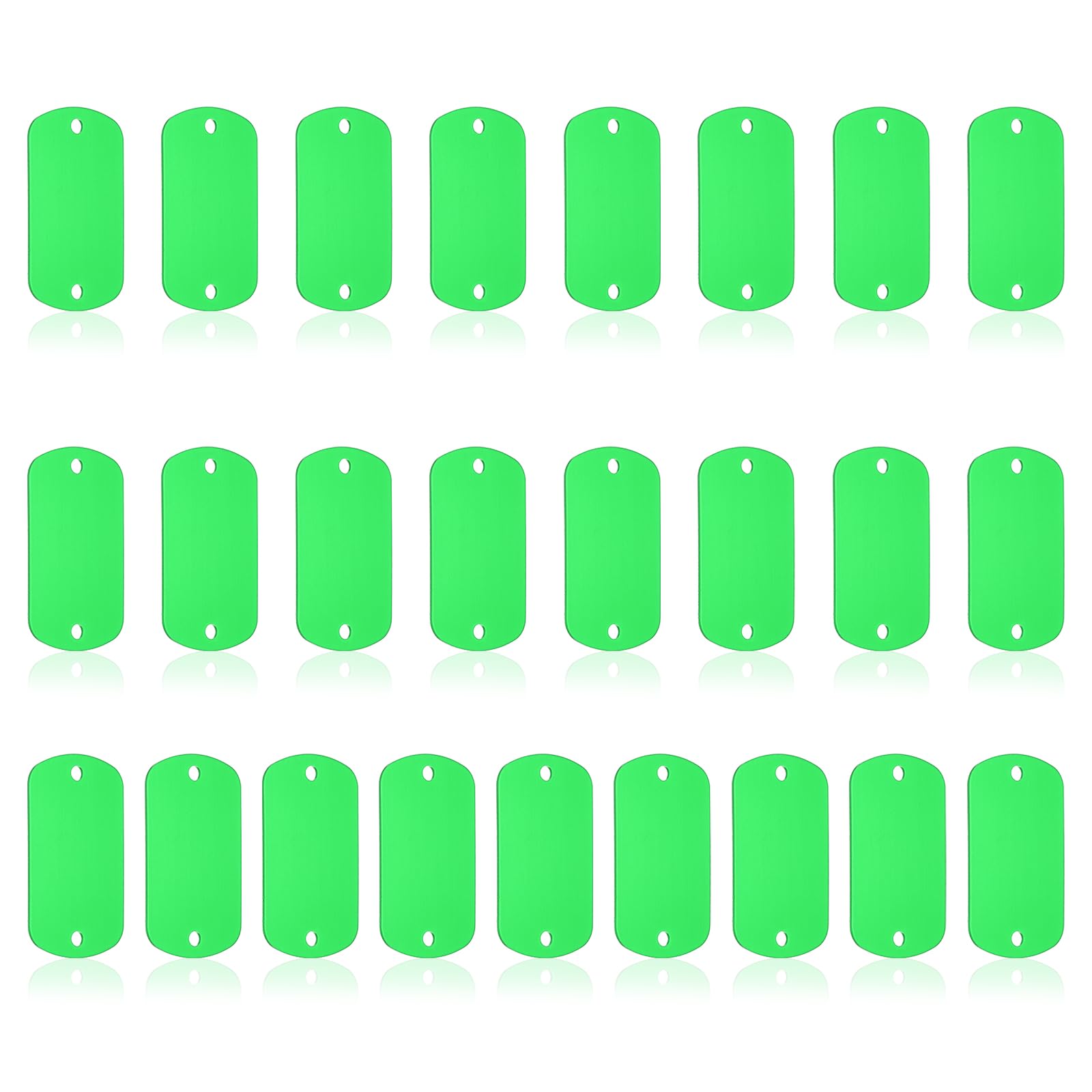 PATIKIL 25pcs Metal Stamping Blanks, Rectangle Stamping Tags Blanks Aluminum Plate DIY Name Tags 5x3cm Metal Engraving Blanks 2 Holes for Laser Engraving Stamping Craft Dog ID Tags, Green