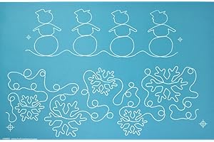 Full Line Stencil - White Winter with Snowman Border - Continuous Line Template for Free Motion, Domestic, Hand, Long-Arm Quilting (40005)