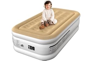 Ezyrest 18 Inches Twin Air Mattress for Camping & Guest, Antileak Blow Up Mattress with Soft Flocked Top, Portable & Foldable Air Mattress Twin with Built in Pump, Waterproof Inflatable Mattress