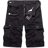 Calsky Men's Lightweight Multi Pocket Casual Outdoor Twill Cargo Shorts with Zipper Pockets with 8 Pockets No Belt