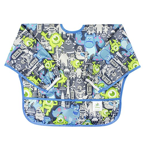 Bumkins Disney Baby Waterproof Sleeved Bib, Monsters Inc. Gray (6-24 Months)