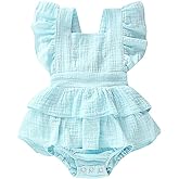 Douhoow Infant Baby Girl Romper Baby Ruffle Bodysuit Jumpsuit One-Piece Cotton Linen Clothes