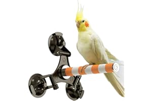 ZixmiX Fanlahmtasy Bird Perch - Multi-Functional Perch Stand for Birds with Bird Shower Perch Function, Ideal Window Perch for Birds with Secure Suction Cup Installation (orange0.8in)