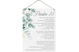 Hiagkmet Bible Verse Sign, Christian Psalm 23 Scripture Wall Art, Scripture Wall Art Wooden Hanging Sign for Modern Home Offi