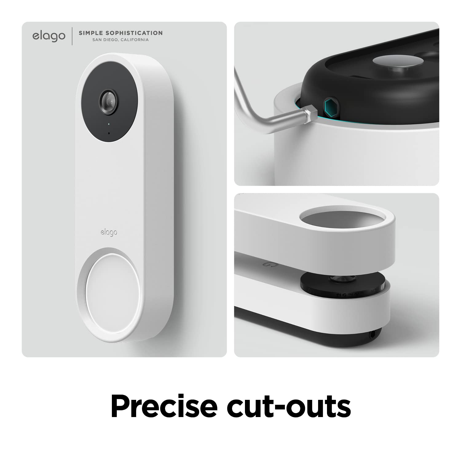 elago Silicone Case Compatible with Google Nest Hello Video Doorbell (Wired, 2nd Gen) - Weather and UV Resistant, Perfect Color Match, Clean Finish (Snow)