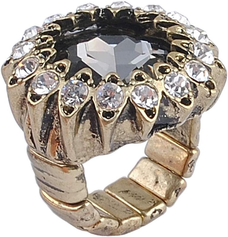 Personalized Elegant Big Ring Big Glass Stones Women Fashion Stretch Elastic Ring Factory Direct