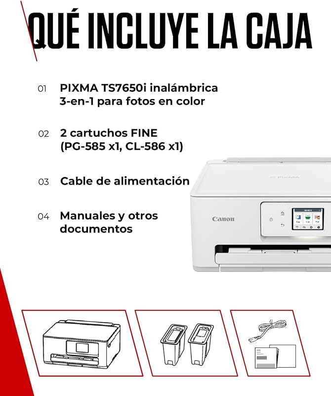 Impressora multifuncional canon pixma ts7650i 3 em 1, sistema jato de tinta, impressão, digitalização e cópia, wifi, planta de impressão pixma, impressão sem bordas, impressão em alta velocidade, branco