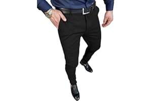 PLEPAN Men's Slim Fit Stretch Dress Pants Skinny Tapered Suit Trousers with Expandable Waist
