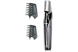 Panasonic Body Hair Trimmer for Men, Cordless Waterproof Design, V-Shaped Trimmer Head with 3 Comb Attachments for Gentle, Full Body Grooming, ER-GK60-S (Silver)