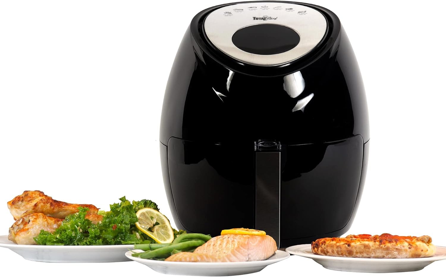 Total Chef 3.6L Air Fryer Small Air Fryers Digital Touchscreen 60 min Timer Adjustable Temperature Instant Recipe Pot Healthy Meal in Less Oil Fry Grill Roast Bake Cook Dishwasher Safe Basket Black