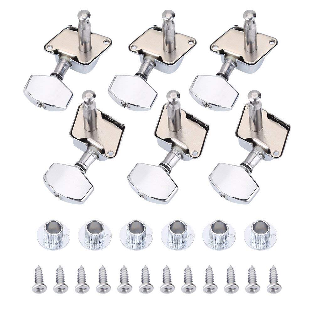 VGEBY Guitar Tuners, 3R+3L Sealed Gear Machine Heads for Acoustic Guitar, Chrome Plated Anti-Rust Tuning Pegs with 12:1 Ratio