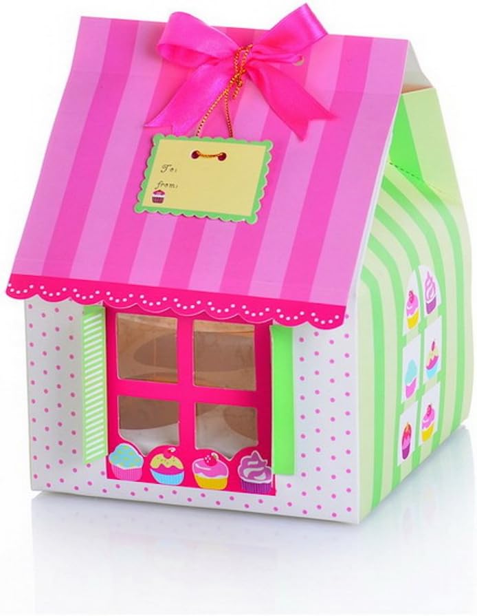 10 x Cupcake Themed Patterned Cake Boxes Holds 4 Cupcakes
