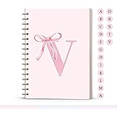 foedor Pink Bow Journal Notebook for Girls,Initial V Journals Personalized Diary Gifts for Teen Girl Kids,Monogrammed Gifts for Women,Trendy Coquette Cute Hardcover Spiral Notebook 5.5 x 8.3