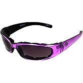 Birdz Eyewear Chill Women's Padded Motorcycle Sunglasses Purple Frames with Super Dark Lenses