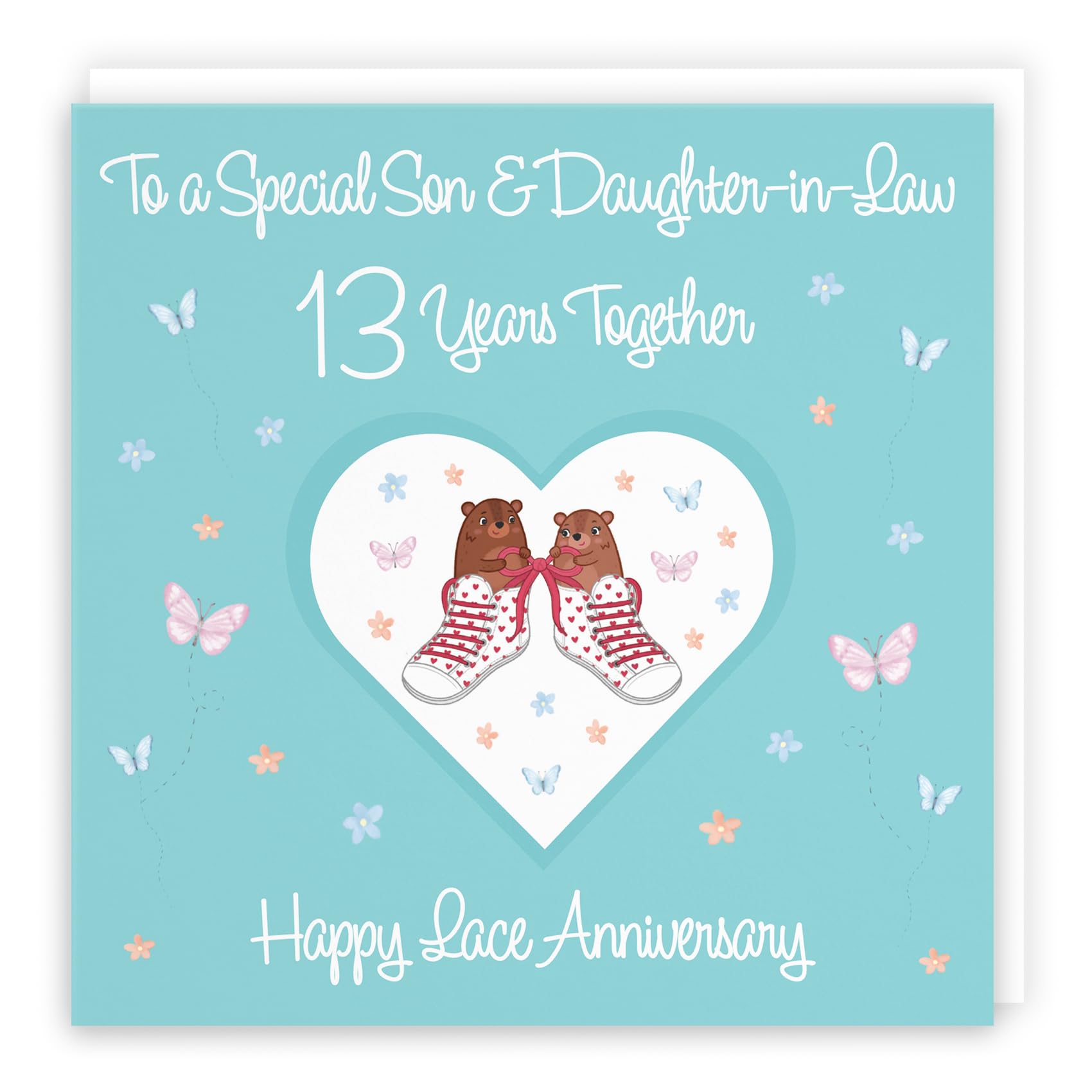 Hunts England - Son & Daughter-in-Law 13th Anniversary Card - 13 Years - Lace Anniversary - Romantic Meadows - Fun Card - Thirteenth Anniversary Card For Son And Daughter-in-Law — image 1