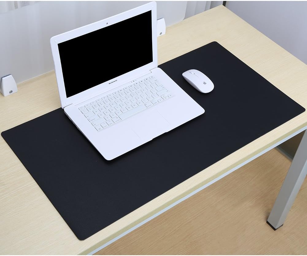 KINGFOM Desk Mat Pad Blotter Protector 47.2" x 23.6", PU Leather Desk Mat Laptop Keyboard Mouse Pad with Comfortable Writing Surface Waterproof (Black): Computers & Accessories