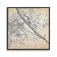 Framed Canvas Wall Art Map Canvas Prints Home Artwork Decoration for Living Room,Bedroom - 16x16 inches