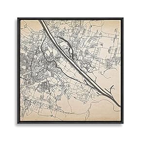 Framed Canvas Wall Art Map Canvas Prints Home Artwork Decoration for Living Room,Bedroom - 16x16 inches
