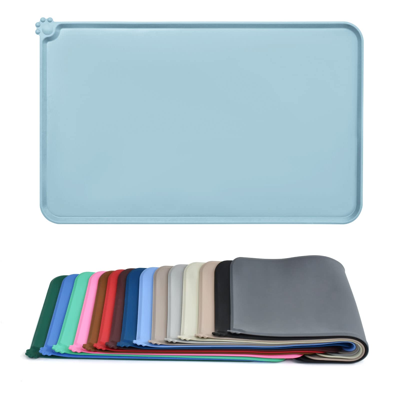 AUDWUD Silicone Waterproof Dog Cat Pet Feeding Mats,Anti-Slip Pet Bowl Mats,Pet Feeding Mat, 71x46 cm (Pack of 1)