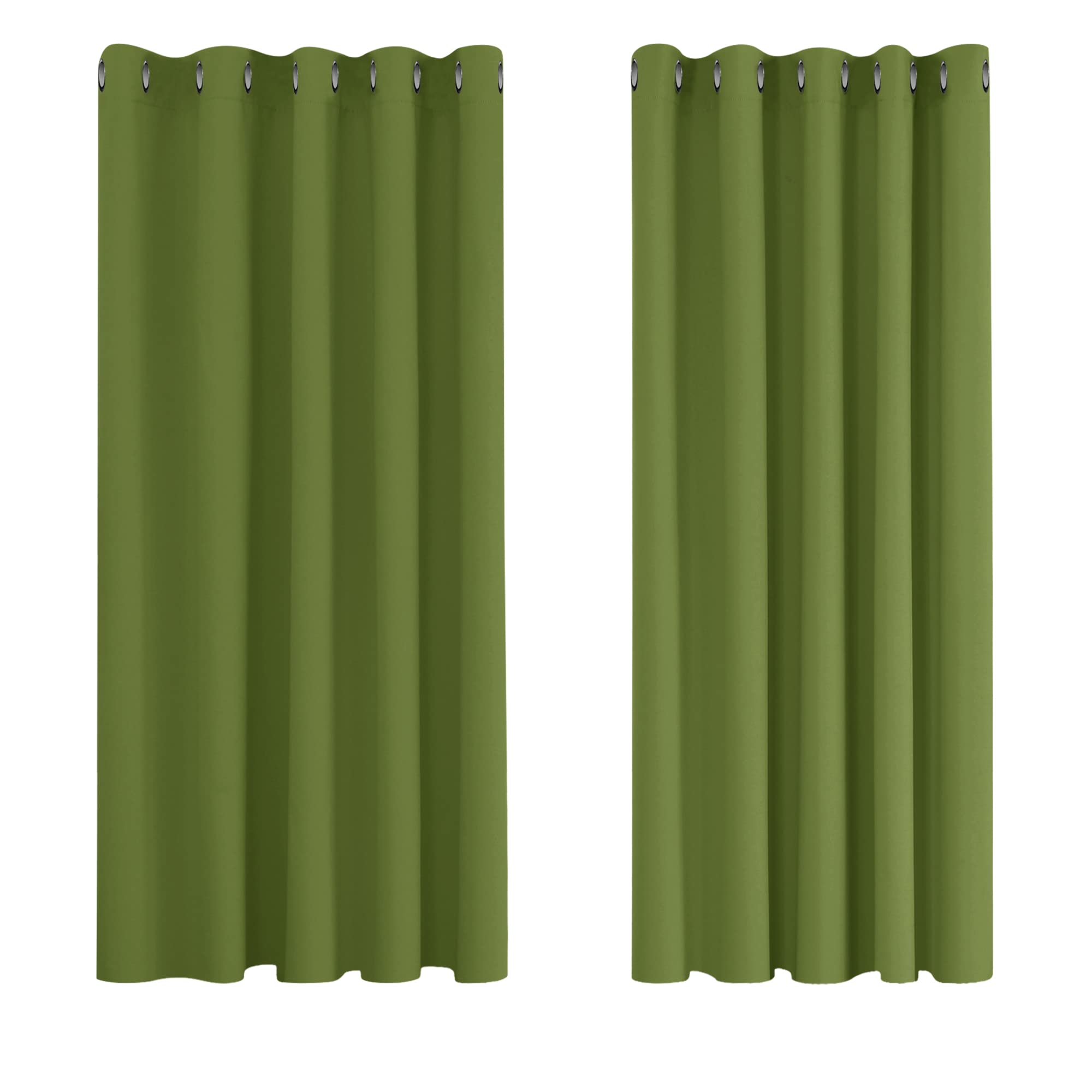 Deconovo Super Soft Solid Thermal Insulated Eyelet Living room Blackout Curtains for Girls 66 x 54 Inch 1 Pair Green