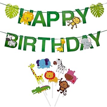 Buy Toyandona Jungle Animal Theme Birthday Banner And Cake Toppers