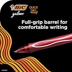 BIC Gelocity Quick Dry Black Gel Pens, Medium Point