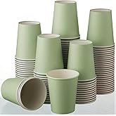 Funtery Sage Green Cups 9 oz Sage Disposable Paper Cups for Baby Shower Bridal Shower Wedding Party Green Paper Cup for Easter Party Supplies Coffee Tea Hot Cold Beverage