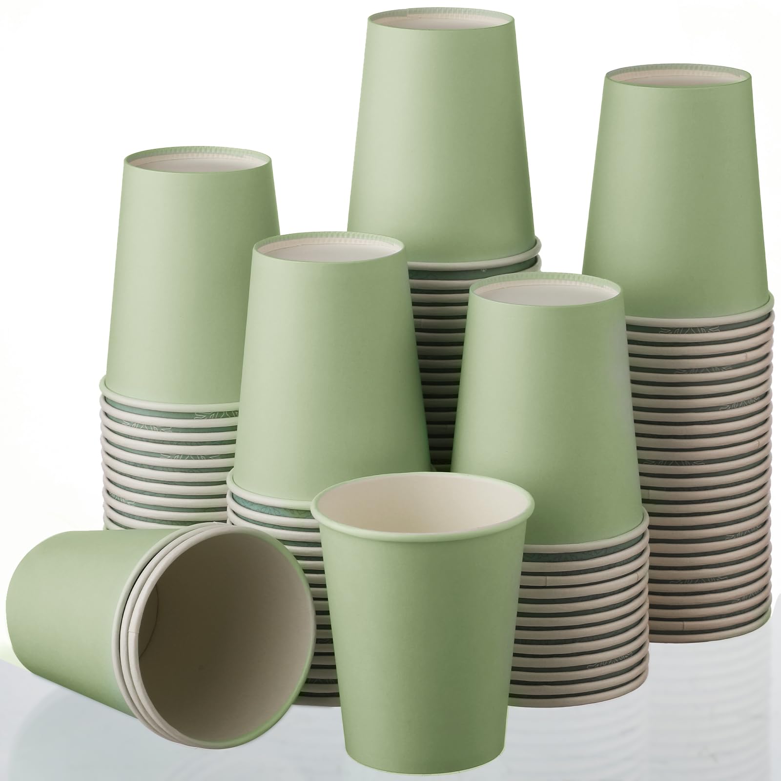 Photo 1 of Funtery 100 Count Paper Cups Disposable Bridal Shower Cups for Wedding Holiday Picnic Party Coffee Beverage Tea(9 Oz,sage Green)