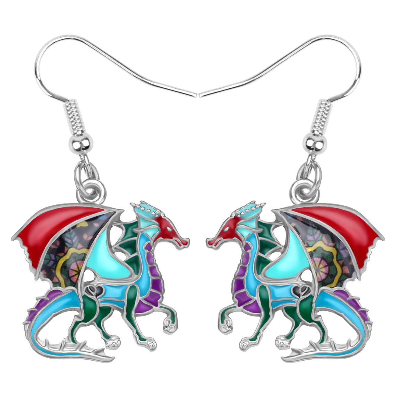 NEWEI Fantasy Enamel Dragon Earrings Dangle for Women Girls Kids Dragon Jewelry Gifts Charms (Multicolor)