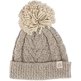 David & Young Women's Chevron Knit Winter Beanie with Matching Yarn Pom
