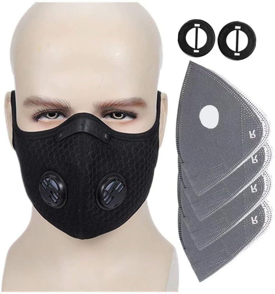 Ligart Upgraded Sport Masks, Dust Mask with Extra 4Pieces N99 Activated Carbon Filter and Valves for Exhaust Gas, Pollen Allergy, PM2.5, Half Face Masks for Cycling,Running,Hiking, Skiing,Woodworking