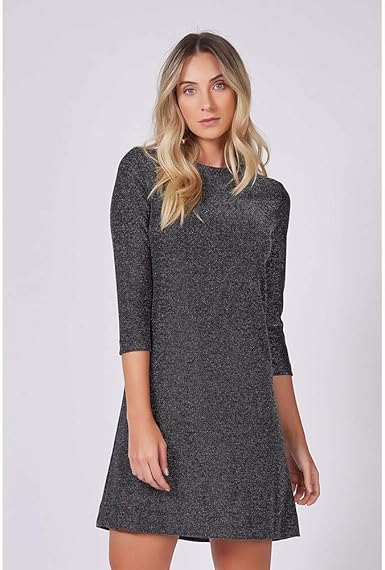 vestido lurex preto curto