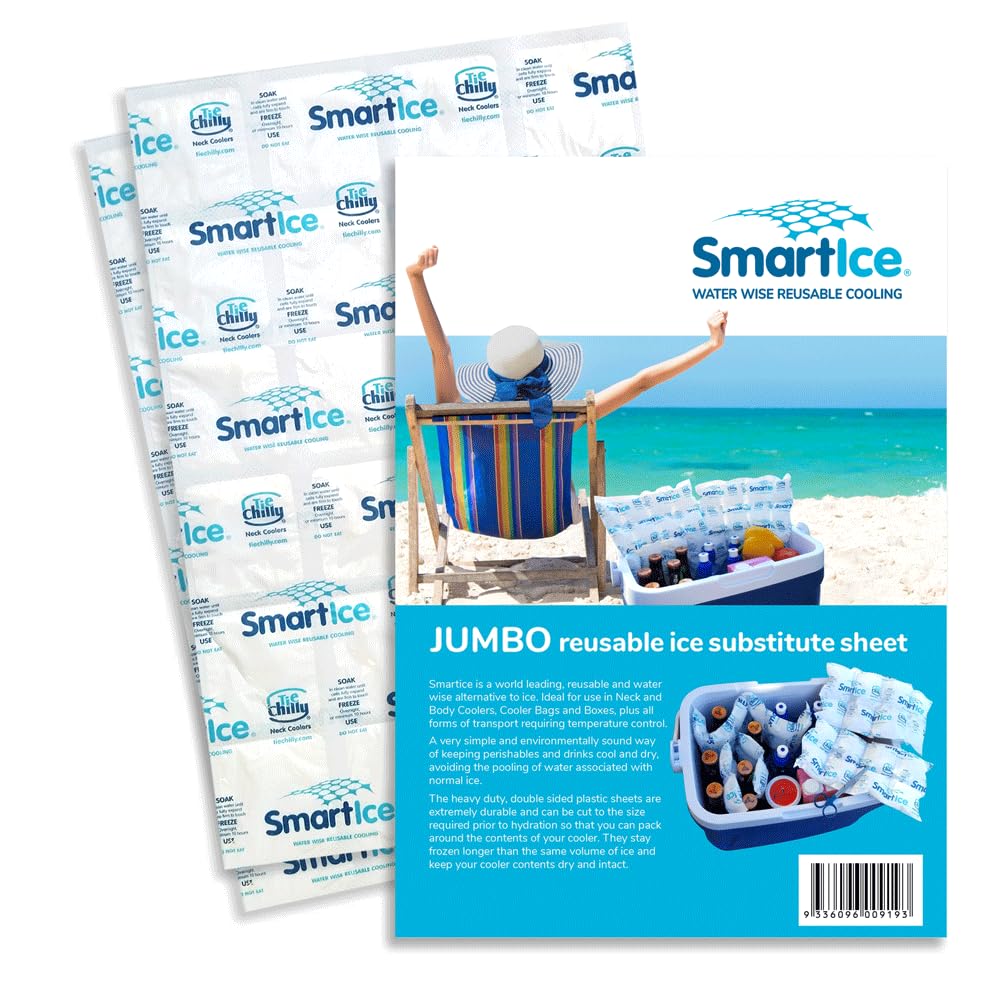 Smartice® Jumbo Ice Sheets 450x300mm - Prolonged & Reusable Cooling for Food, Drinks or Medications. Stays dry when thawing making them ideal for ice chests, cooler bags and lunch boxes