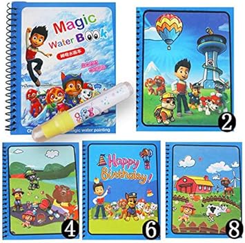 PLUSPOINT Magic Water Quick Dry Book Water Coloring Book Doodle with Magic Pen Painting Board for Children Education Drawing Pad (Paw Patrol)