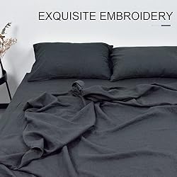 GHUIPRO 100% Linen Sheets Twin Size, Natural French