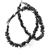 JINGDR Black Hoop Earrings For Women Statement Oval Dangle Hoops Earrings Chunky Stainless Steel Black Cubic Hoop Earrings For Women Dainty Trendy Hypoallergenic Big Studs Earrings Jewelry