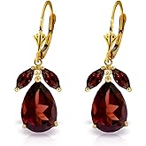 14k Yellow Gold Leverback Earrings with Natural Garnets