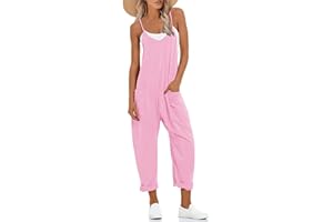 Muchpow Women's V Neck Sleeveless Jumpsuits Spaghetti Straps Harem Long Pants Overalls With Pockets