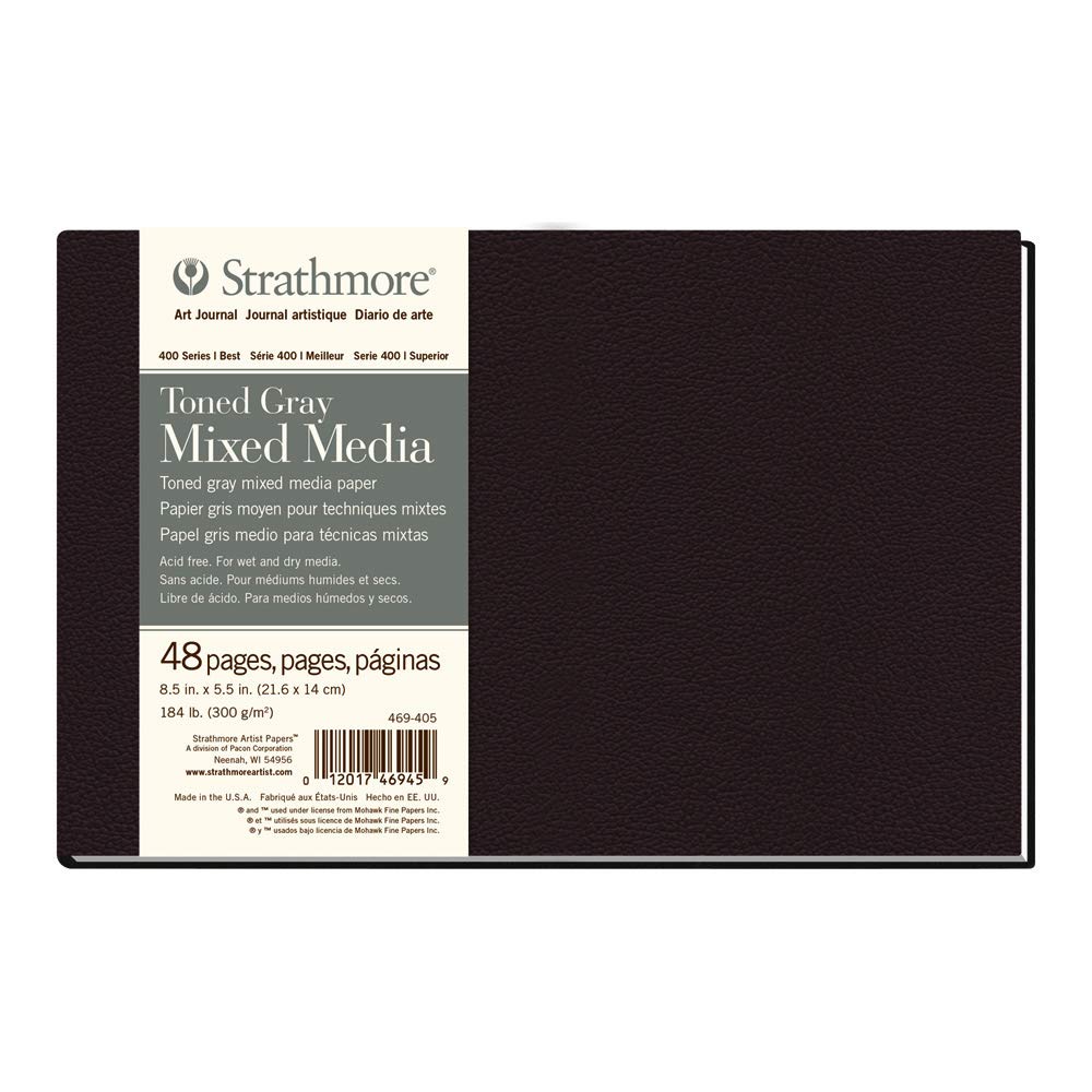 Strathmore Paper 469-405 Hardbound Mixed Media Art Journal, 8.5"x5.5", Toned Gray