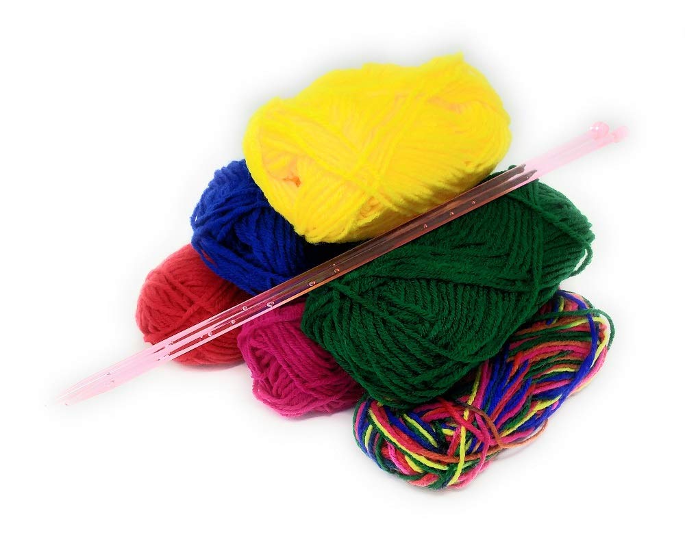 Carousel Home Craft Knitting Kit with Needles ~ 6 Multi Colour Knitting Yarns