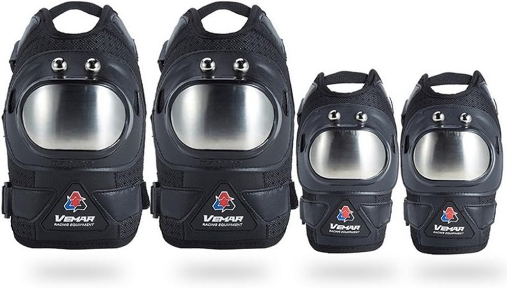 Adults 4Pcs Kit of Moto Elbow Knee Shin Armor Protect Guard Pads Accessories for Motorcycle Motocross Bike Bicycle Racing Protective Gear