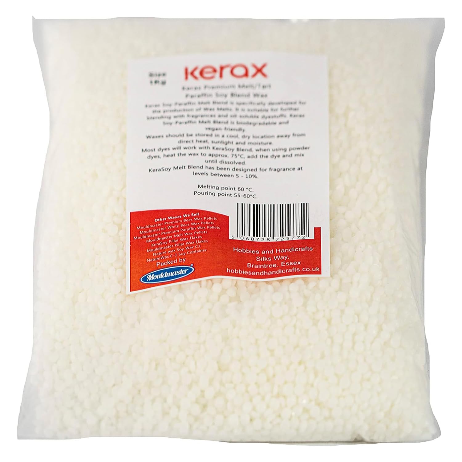 Mouldmaster Kerax Premium Melt/Tart Blend Paraffin/Soy Wax, Off White, 1kg