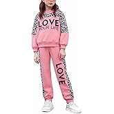 FUNMETA Toddler Girls 2 Piece Cute Outfits, Crewneck Sweatshirt with Jogger Pants Kids Clothing Set for Fall Winter