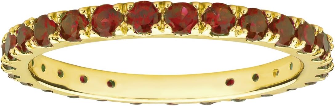 Hdiamonds 10k White or Yellow Gold Round Garnet Eternity Ring