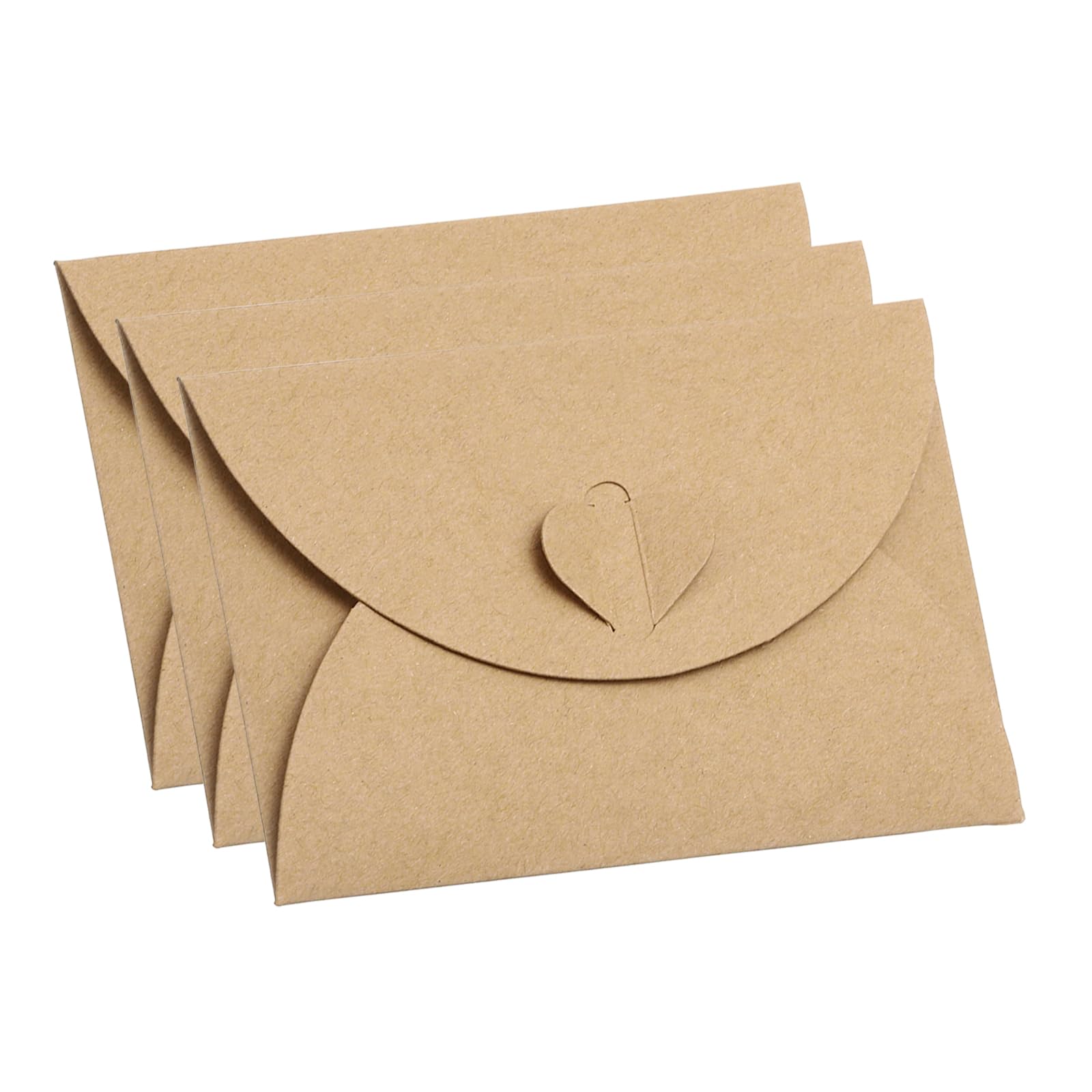 PATIKIL Gift Card Envelopes, 12 Pack Heart Shaped Clasp Small Gift Cards Holder Mini Envelope for Birthdays Weddings, Coffee