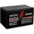 BOTKU 12V 15Ah Lithium LiFePO4 Deep Cycle Battery, 3000+ Cycle Rechargeable Lithium Iron Phosphate Battery for Solar, Fish Finder, Power Wheels, Lighting, Off-Grid Applications with 20A BMS